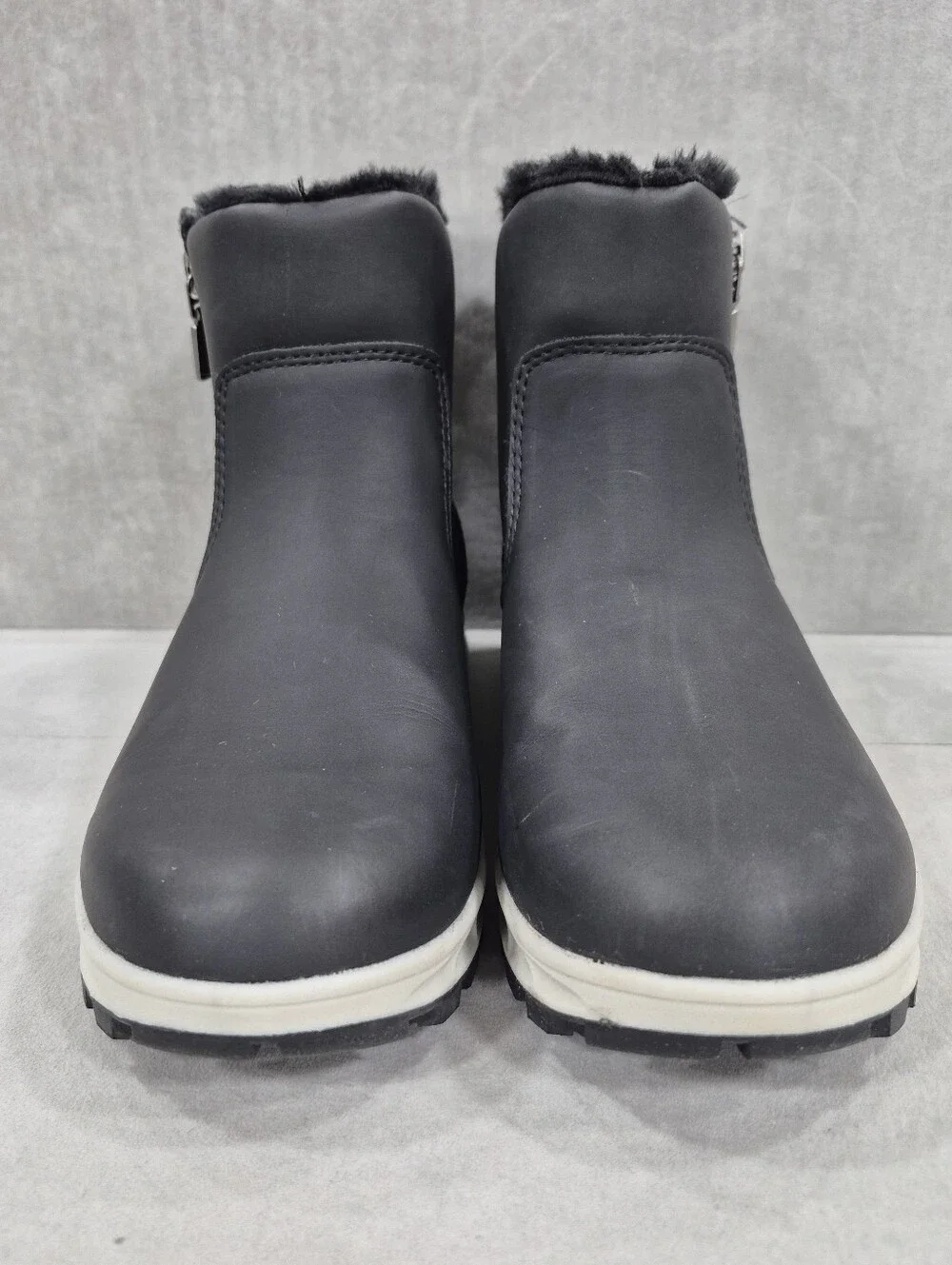 Khombu Sienna boots women's 8M black All Weather faux fur lined side zip